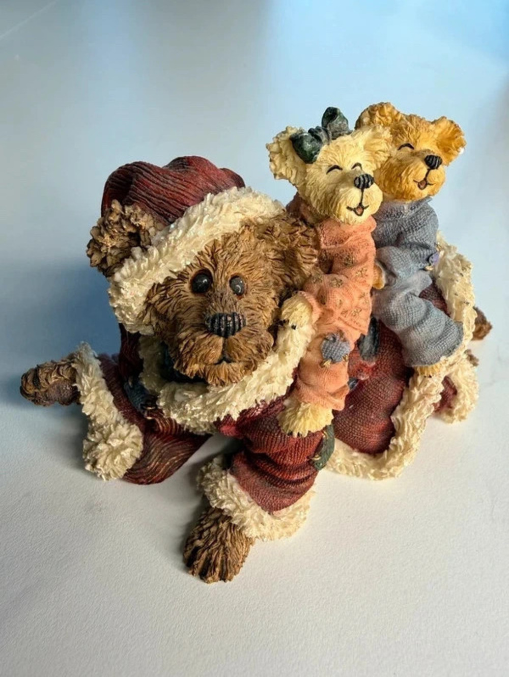 Boyds Bears Bearstone Father Christmas with Holly & Nick Holiday Fun Sku14